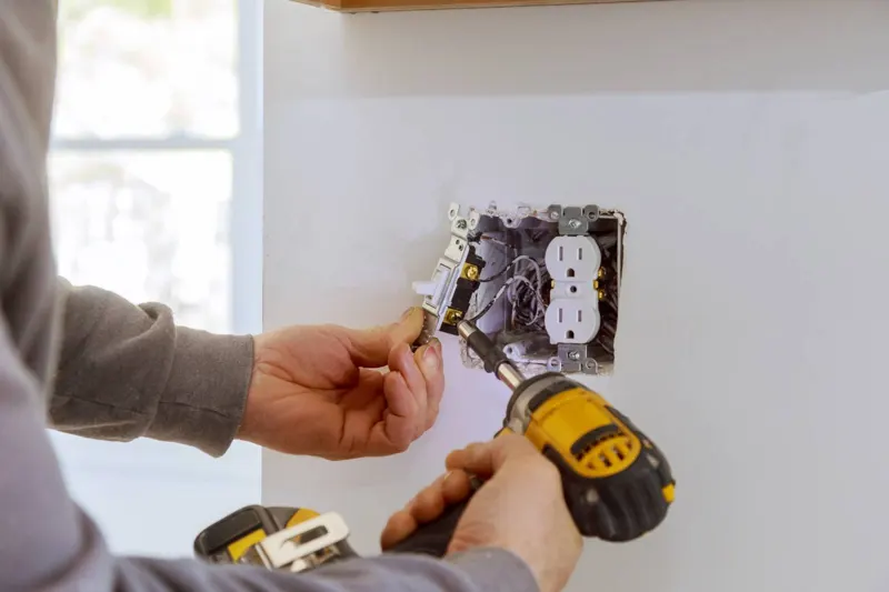 Installation d'une prise et d'un interrupteur dans un mur